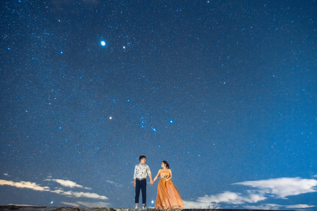 沖縄 星空フォトウェディング 古宇利島 新郎新婦 撮影例