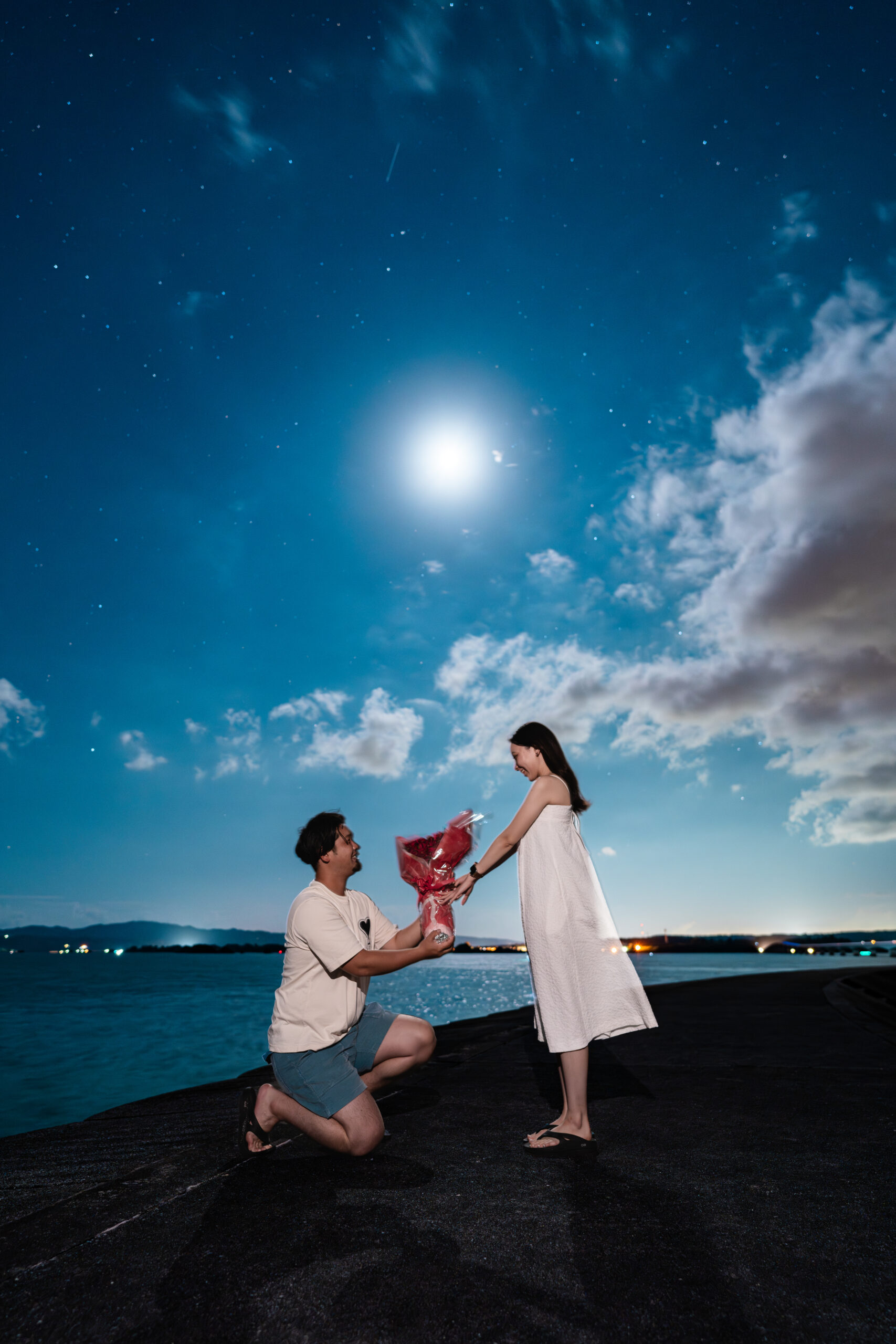 沖縄 星空フォトウェディング 古宇利島 新郎新婦 撮影例