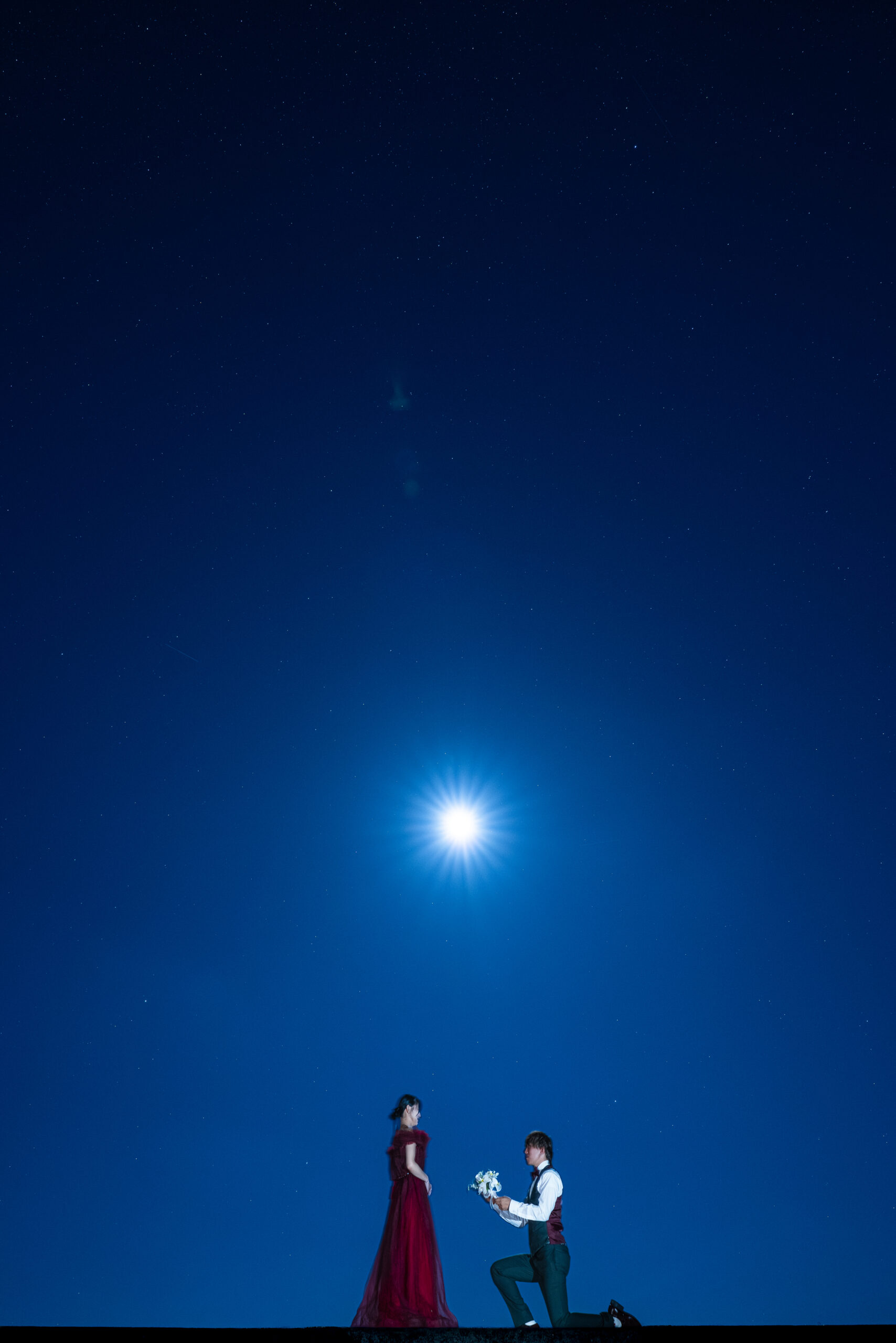 沖縄 星空フォトウェディング 古宇利島 新郎新婦 撮影例