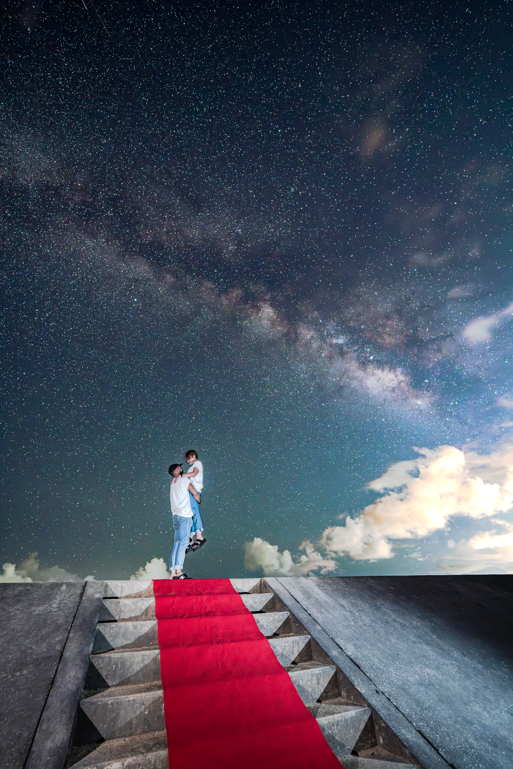 沖縄 星空フォトウェディング 古宇利島 新郎新婦 撮影例